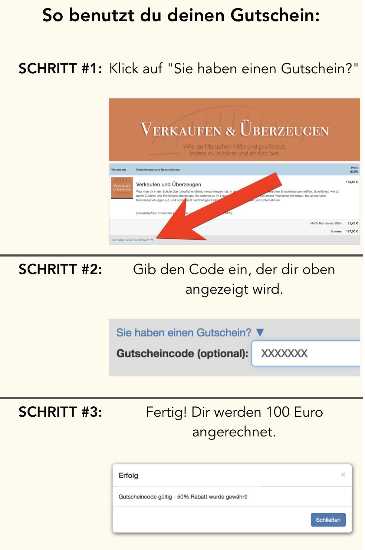 Gutscheincode eingeben und 100 Euro sparen!